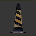 Road Safety Traffic Cone Featuring Black And Yellow Stripes With Rubber Base