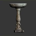 Antique Ornate Pedestal Sink With Intricate Carved Base And Marble Basin