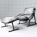 Modern Blue Chaise Lounge With Gold Metal Frame And Matching Ottoman