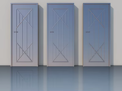Modern Hinged Doors with Geometric Line Patterns in Light Color Finish 3d model