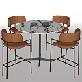 Modern Dining Table and Chair Combination Bar Chair High Stool Sofa Bar Chair Bar Table Round Table Tableware Ornaments 3d model
