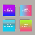 Colorful Cube Display For Milk Tea Packaging With A Cup Of Milk Tea Text