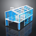 Two Story Building Steel Frame Structure With Blue And White Model Design