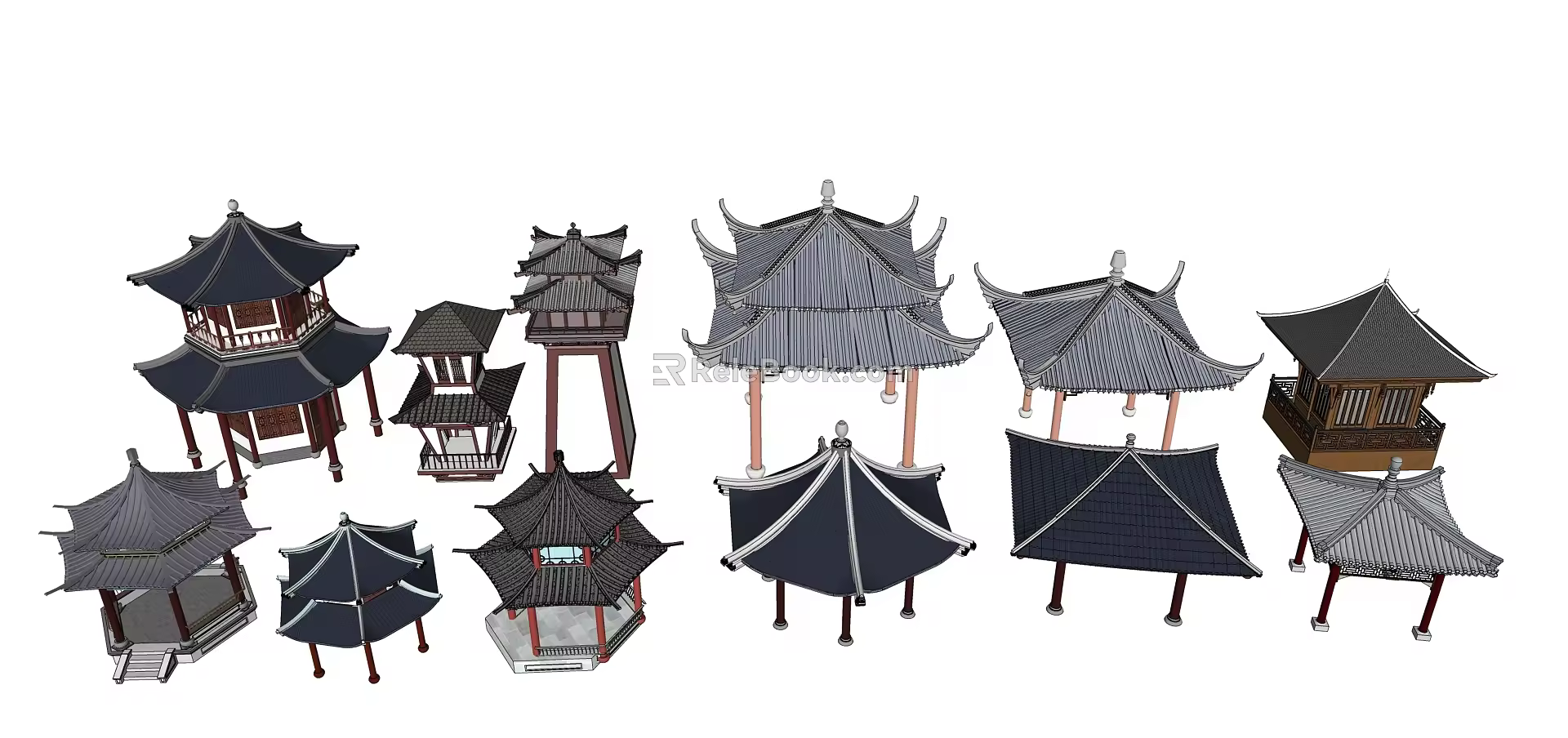 Chinese Style Pavilion Features Ancient Pavilion Four Corner Pavilion Six Corner Pavilion Octagonal Pavilion 3d model