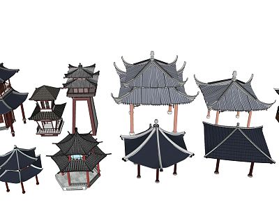 Chinese Style Pavilion Features Ancient Pavilion Four Corner Pavilion Six Corner Pavilion Octagonal Pavilion model