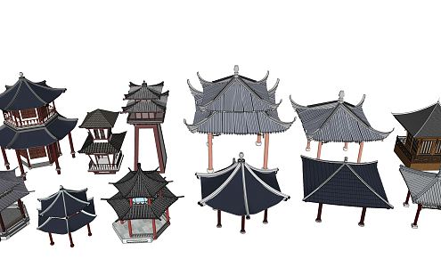 Chinese Style Pavilion Features Ancient Pavilion Four Corner Pavilion Six Corner Pavilion Octagonal Pavilion 3d model