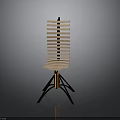 Modern Chair With Striped Backrest And Seat Black Frame Unique Design