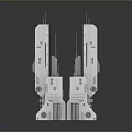 Detailed Symmetric 3D Metal Mechanical Structures With Industrial Design Elements