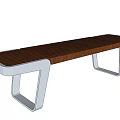 Modern Leisure Bench With Wooden Seat And Metal Frame Design