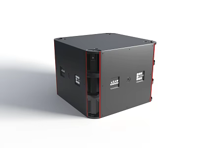 Black Cube Headphone Speaker With Red Accents And Modern Professional Design 3d model