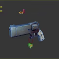 Modern Silver And Maroon Gun With Decorative Details And Floating Elements In 3D Rendering