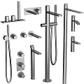 Contemporary Stainless Steel Shower Faucet System With Handheld Sprayer Fixed Head And Controls