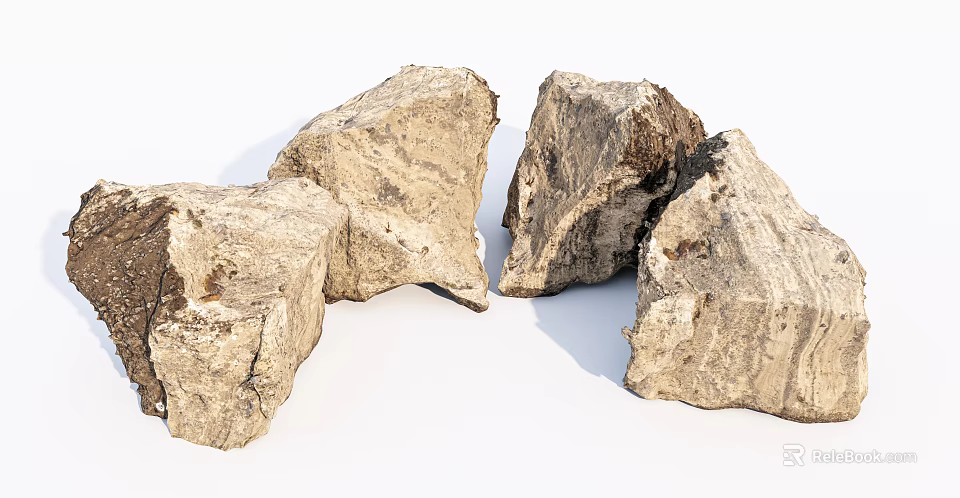 Natural Stone and Wood Blocks Showcasing Rustic Texture for Home Decor 3d model
