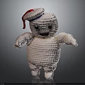 Cute Knitted Doll Shaped Decorative Chair With Red White Hat And Black Eyes Detail
