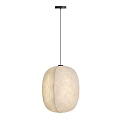 Three Modern Minimalist Round Pendant Lights With Beige Linen Fabric Shades