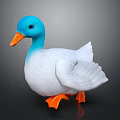 Cute Duck With Blue Head White Body And Orange Beak And Feet