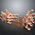Intricate Wooden Structure Model With Interconnected Staircases Platforms Frames And Maze Design 3d model