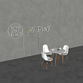 Nordic Casual Table and Chair Combination Casual Table and Chair 3d model