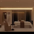 Luxurious SPA Sauna Room with Massage Bed Cozy Chair Wooden Decor and Soft Lighting