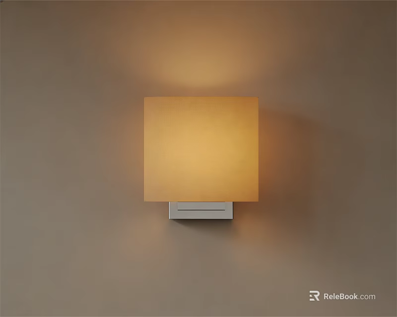 Modern Square Wall Lamp with Beige Fabric Shade and White Base Indoor Warm Lighting 3d model 