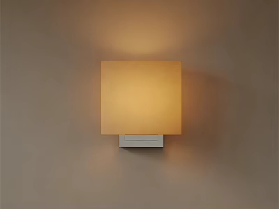 Modern Square Wall Lamp with Beige Fabric Shade and White Base Indoor Warm Lighting 3d model