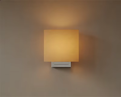 Modern Square Wall Lamp with Beige Fabric Shade and White Base Indoor Warm Lighting 3d model