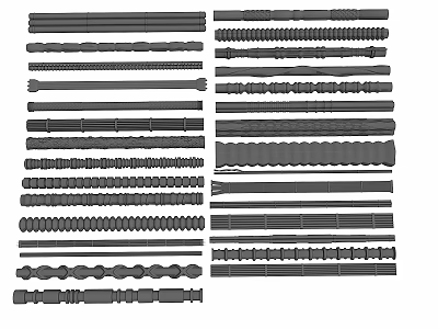 Various Black Strips With Different Textures And Design Patterns 3d model