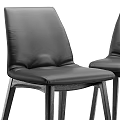 Modern Black Dining Chairs With Leather Seat And Sleek Wooden Legs Design