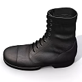 Black Leather Military Style Boots With Laces And Metal Eyelets Design
