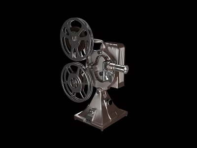 Vintage Projection Monitoring Device With Metal Body Dual Reels And Classic Structure 3d model
