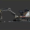 Small Tracked Functional Vehicle With Operator Cabin Mechanical Arm And Bucket On Display Platform 3d model