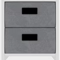 Modern White Drawer Chest With Two Gray Drawers And Metal Handles
