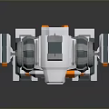 Silver Orange Robot Game Movie Character With Detailed Mechanical Design Standing Pose Shiny Metallic Surface