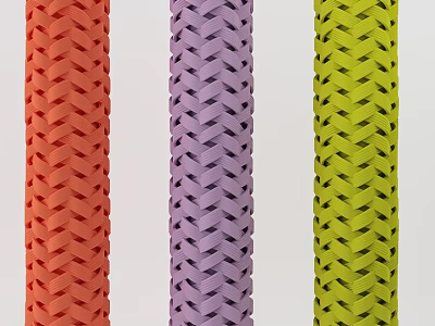 Colorful Braided Cylindrical Industrial Equipment Tubes in Red Purple Green Hues 3d model