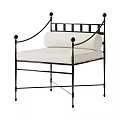 Modern Accent Chair With Black Metal Frame And White Padded Seat Armrest Design