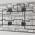 Black Metal Pipes With Square Junction Boxes Arranged In Grid Pattern On Wall 3d model