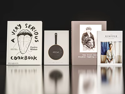 Display of Books and Magazines Featuring Cookbook Frying Pan Design Photography And Kinfolk Lifestyle 3d model