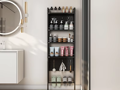 Modern Bathroom Black Shelf Organized Storage for Bathroom Accessories and Various Supplies 3d model
