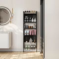 Modern Bathroom Black Shelf Organized Storage for Bathroom Accessories and Various Supplies