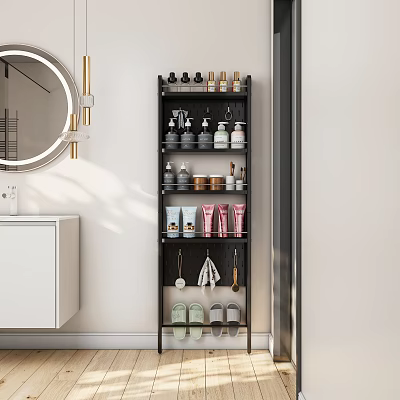 Modern Bathroom Black Shelf Organized Storage for Bathroom Accessories and Various Supplies 3d model