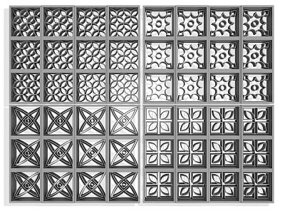 New Chinese Style Flower Tile Hollow Window Carved Brick Wall Brick 3d model