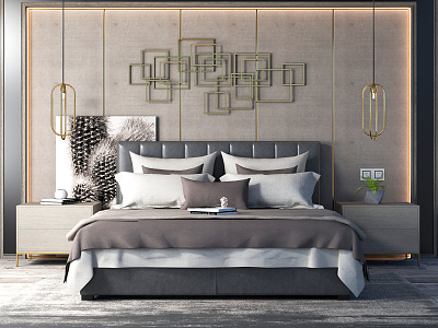 Modern background double bedding model