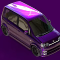 Purple Compact Car With Shiny Exterior Black Alloy Wheels And Sporty Design