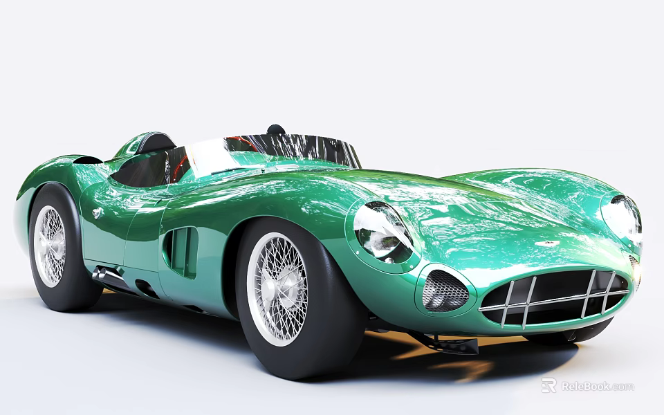 Green Vintage Sports Car With Classic Design 3d model 