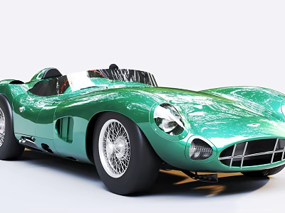 Green Vintage Sports Car With Classic Design 3d model