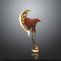 Decorative Axe With Eagle Head Design And Red Gold Wing Accents 3d model