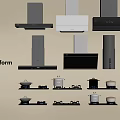 Poliform Modern Kitchen Appliances Featuring Range Hoods And Gas Stoves