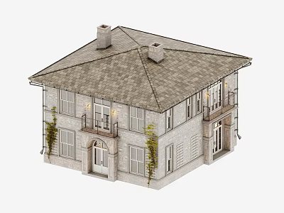 American single-family villa architecture 3d model