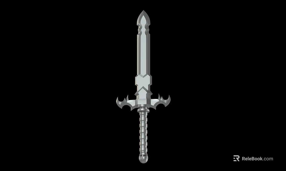 Medieval Metal Sword With Crossguard Intricate Handle And Sharp Blade Design 3d model 