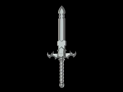 Medieval Metal Sword With Crossguard Intricate Handle And Sharp Blade Design 3d model